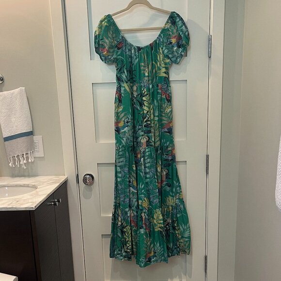 Tropical print tiered Anthropologie maxi dress - Picture 3 of 8